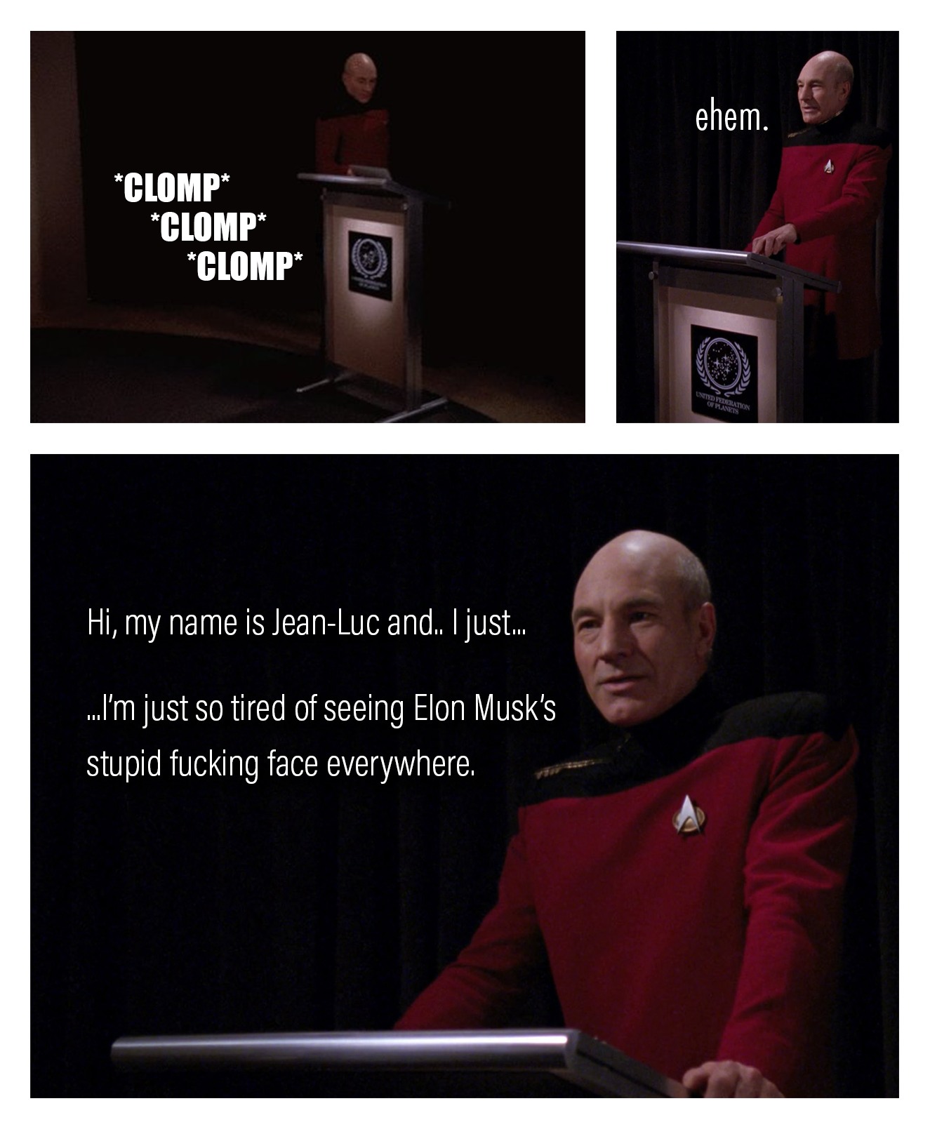 This meme is a play on the Star Trek: The Next Generation character Jean-Luc Picard's catchphrase "Make it so" and the popular internet meme "I can feel your eyes on me." The image shows a picture of Jean-Luc Picard with a caption that reads "I can feel your eyes on me" in a style that parodies his signature phrase, but with a more sarcastic and humorous tone. The meme is poking fun at the idea that people are watching him, and the caption is a tongue-in-cheek reference to the original phrase.